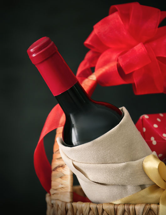 Gift Red Wine Bottle at Wedding